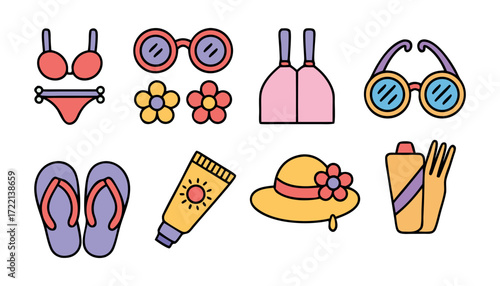 Summer vacation essentials beach accessories collection