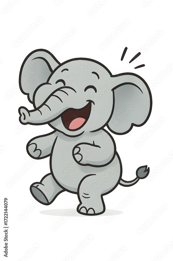 Naklejka premium cartoon laughing elephant illustration