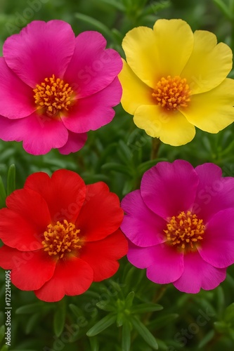 Wallpaper Mural colorful portulaca grandiflora flowers in full bloom close-up Torontodigital.ca