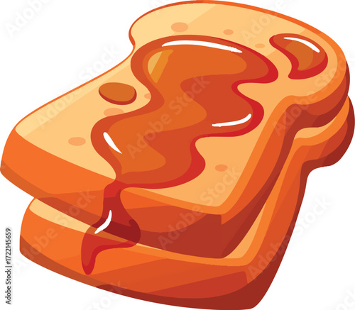 Stacked toast slices with amber liquid poured over them