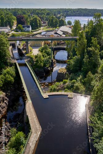  Majestic View at The High Point of Dalsland Canal Route: The Aqueduct in Håverud Attracting Tourists, Scenic Landscape, Historical Architecture, Swedish Countryside, Waterway, Boats, Canals, Summer
