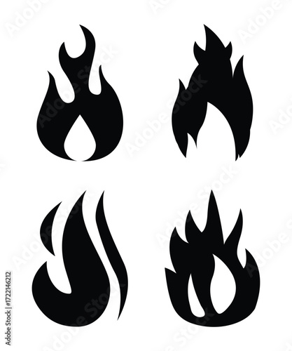 The black shape of burning fire is collected