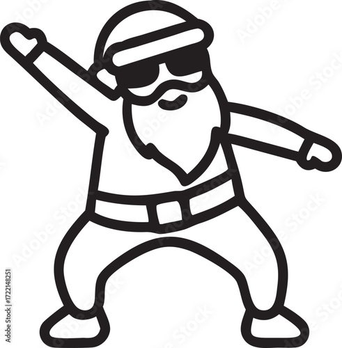 Santa Claus dabbing illustration in black and white vector format