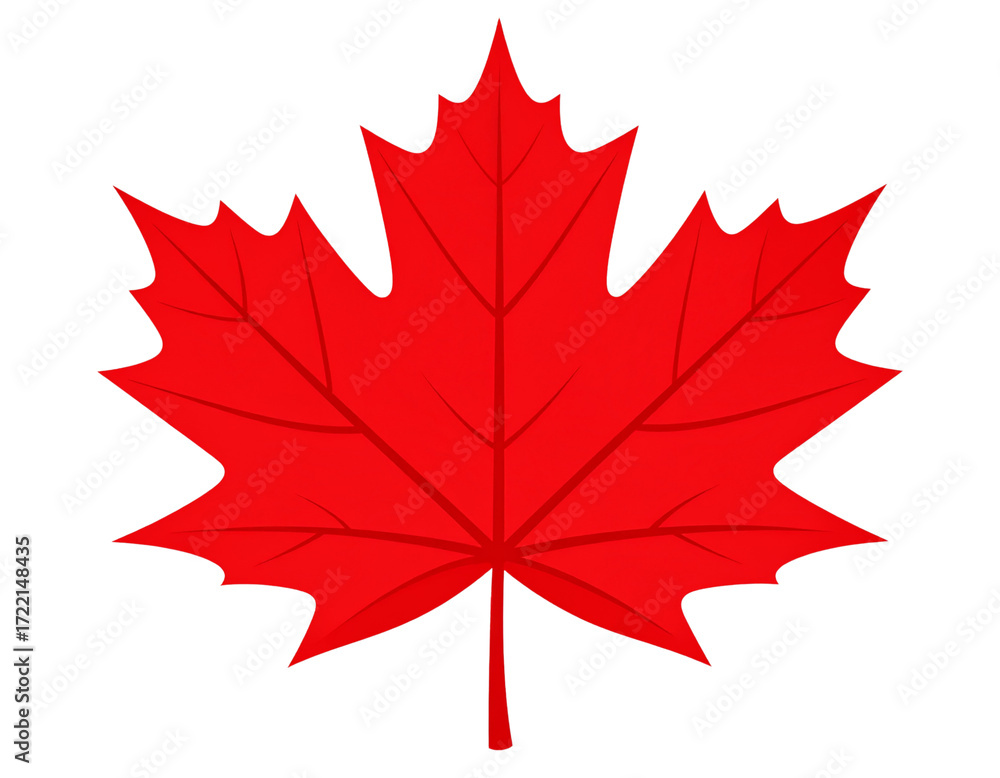 Naklejka premium Flat Red Maple Leaf Vector Icon, National Symbol of Canada, Transparent PNG