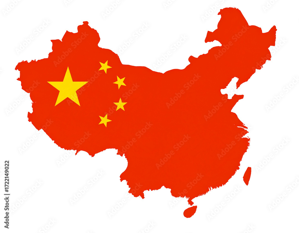 Naklejka premium Map of China with National Flag Colors, Transparent Png