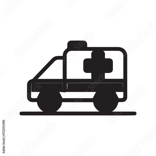 Flat Minimal Ambulance Icon – Emergency Medical Vector