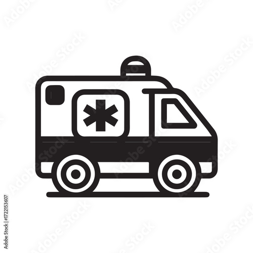 Flat Minimal Ambulance Icon – Emergency Medical Vector
