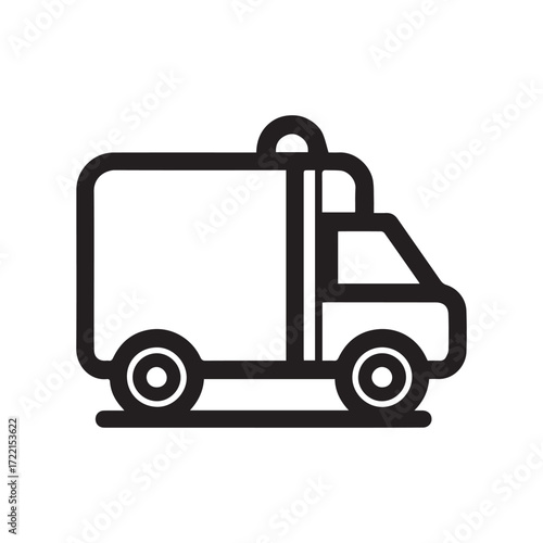 Flat Minimal Ambulance Icon – Emergency Medical Vector