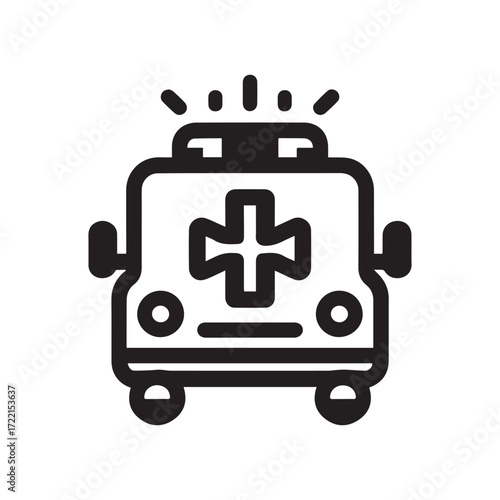 Flat Minimal Ambulance Icon – Emergency Medical Vector