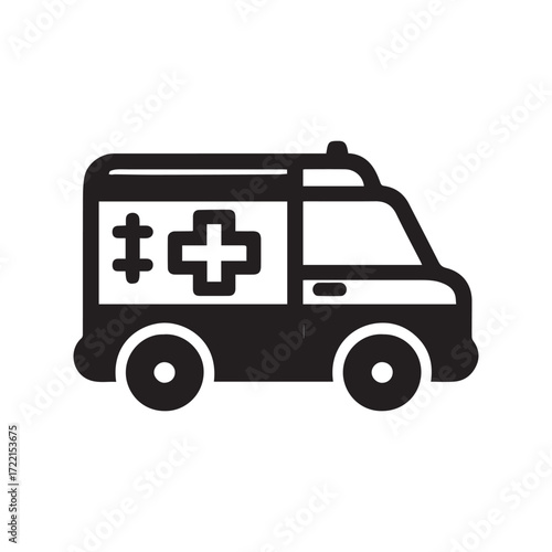 Flat Minimal Ambulance Icon – Emergency Medical Vector