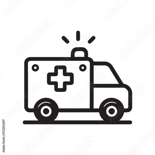 Flat Minimal Ambulance Icon – Emergency Medical Vector