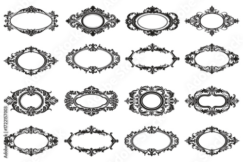 Ornate decorative oval frames collection elegant vintage borders for design and artwork