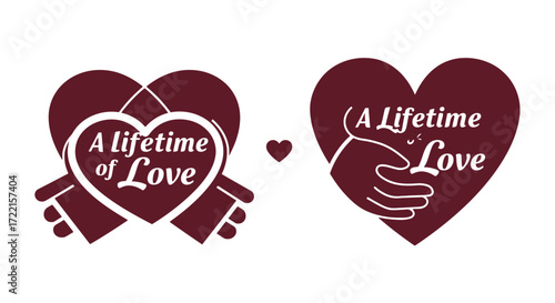 A lifetime of love logo with hands holding a heart, symbolizing enduring affection and commitment