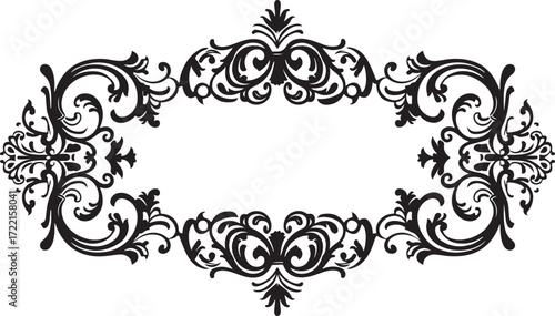 Elegant black ornate flourish frame for classic design elements and decorative accents
