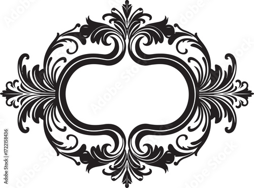 Elegant black flourish frame oval shape ornate decorative element for design projects