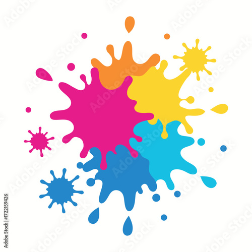 Colorful paint splashes and blots a vibrant, creative concept