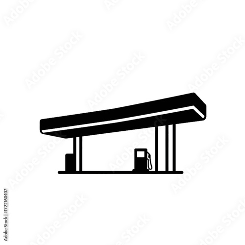 Gas station simple line drawing minimal style fuel service transportation