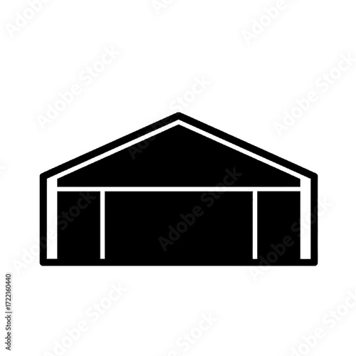 Warehouse Simple Silhouette Black and white minimal style industrial building storage concept