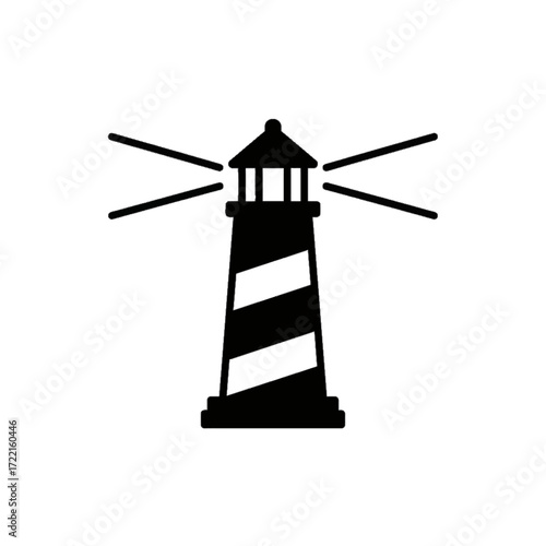Lighthouse Black and white simple vector symbol nautical navigation safety beacon guidance