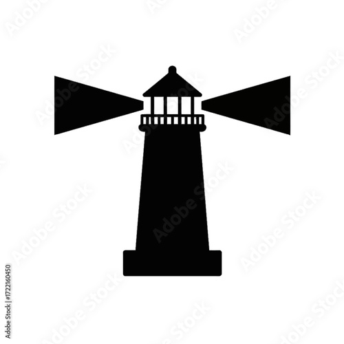 Lighthouse Silhouette Simple Black Shape Coastal Navigation Beacon