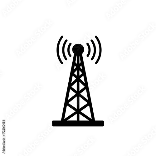 Communication tower Simple line drawing Wireless signal transmission Technology concept