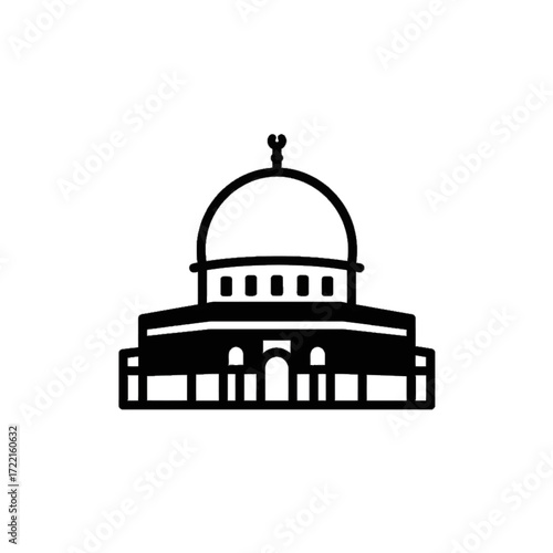 Dome of the rock simple line drawing jerusalem landmark middle east religious symbol