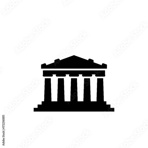 Ancient temple Simple silhouette Black and white Greek architecture Historical landmark