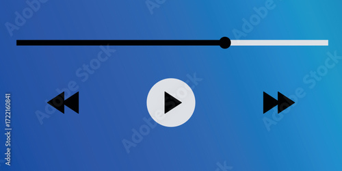 Template video player for web and mobile apps. Modern multimedia playback application. Audio player control panel, media music player.