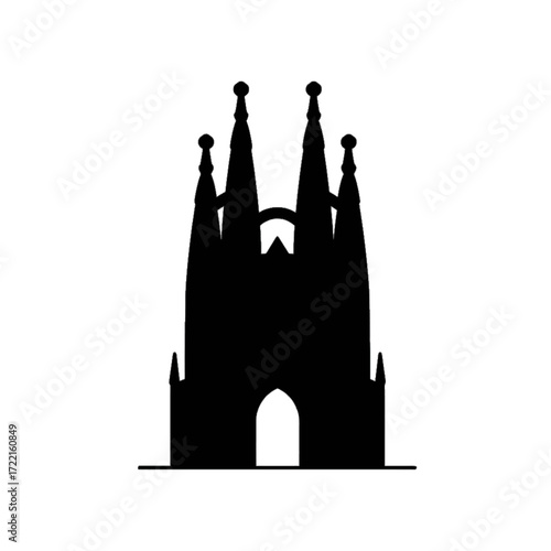 Sagrada Familia Silhouette Black and white minimalist landmark Barcelona Spain architecture