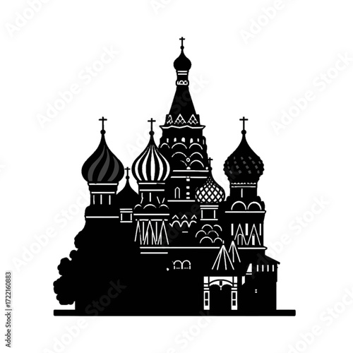Saint basils cathedral Silhouette style Ornate domes and towers Moscow landmark Russian architecture