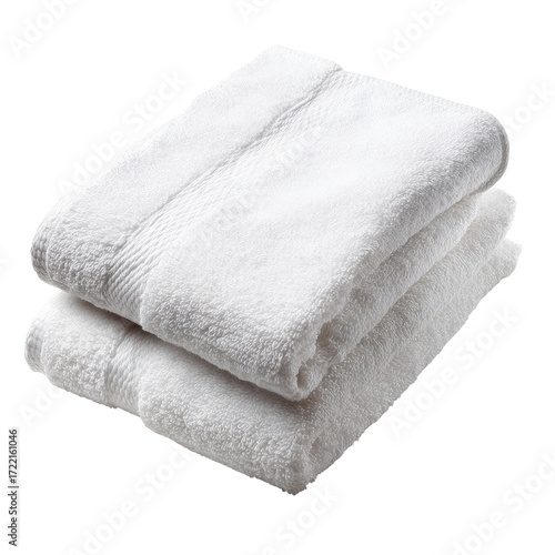Two folded white bath towels