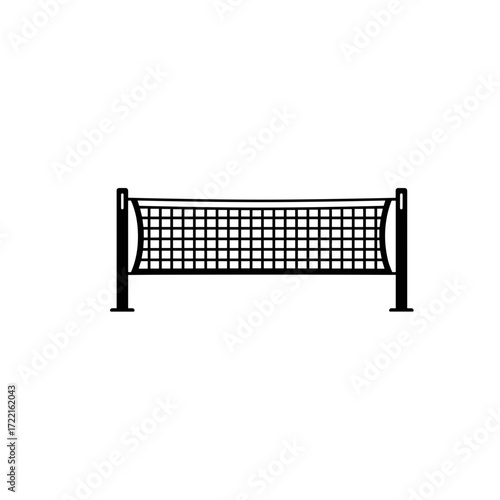 Volleyball net illustration in black on white background  