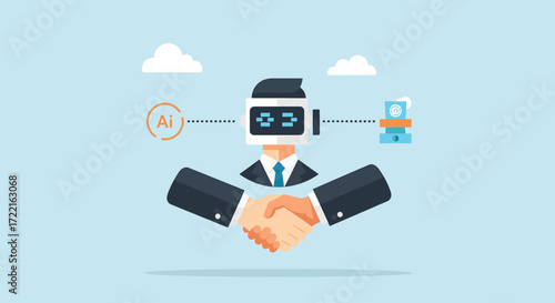 Ai business automation partnership robot handshake technology artificial intelligence deal collaboration concept