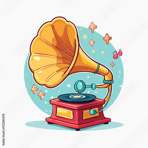 old gramophone isolated on white