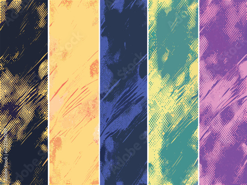 Retro Punk Poster Texture Set – Graffiti Street Art, Comic Gradient, Grunge Folded Paper & Halftone Backgrounds