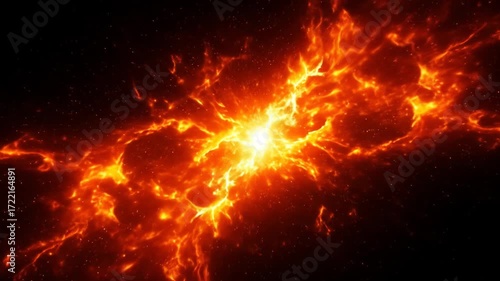 Wallpaper Mural Vibrant orange nebula with glowing center point in cosmic space with many stars around it Torontodigital.ca