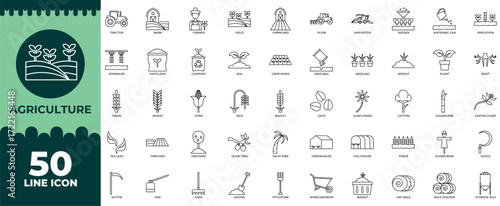 Collection of Agriculture Line Icon Set