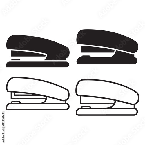 Stapler icon set silhouette outline vector design