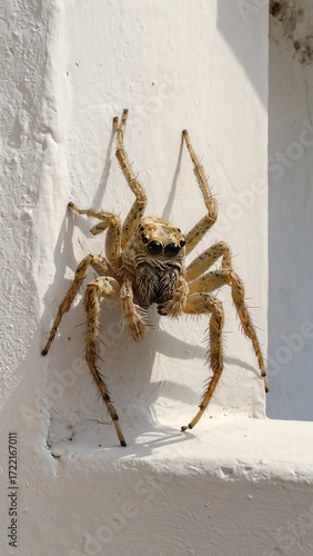 Spider on white wall