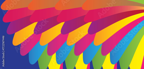 Abstract vibrant multicolored feathers graphic background pattern