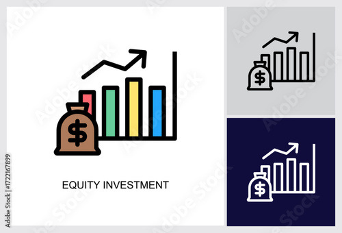 Equity Investment icon Multi Style Vector Illustration 
