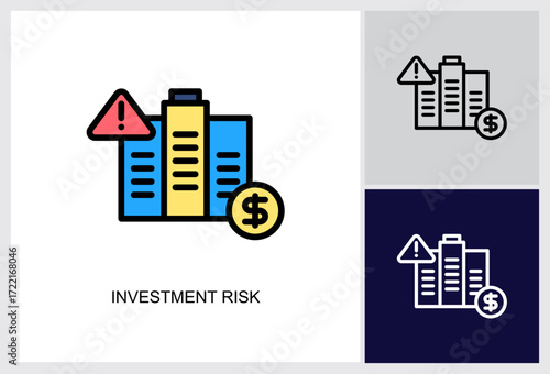Investment Risk icon Multi Style Vector Illustration 