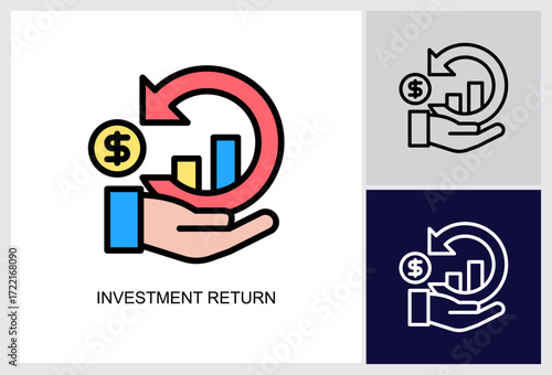 Investment Return icon Multi Style Vector Illustration 
