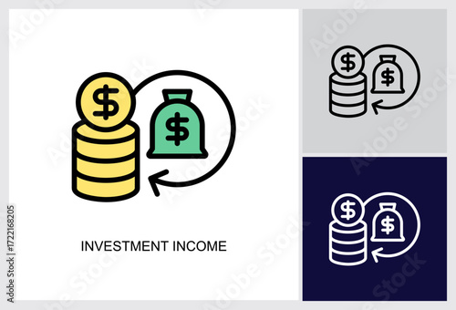 Investment Income icon Multi Style Vector Illustration 