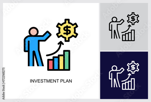 Investment Plan icon Multi Style Vector Illustration 