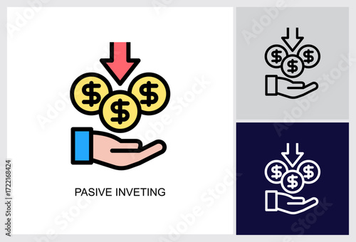 Pasive Inveting icon Multi Style Vector Illustration 