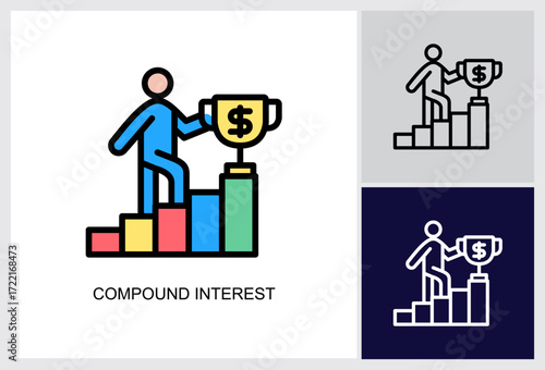 Compound Interest icon Multi Style Vector Illustration 