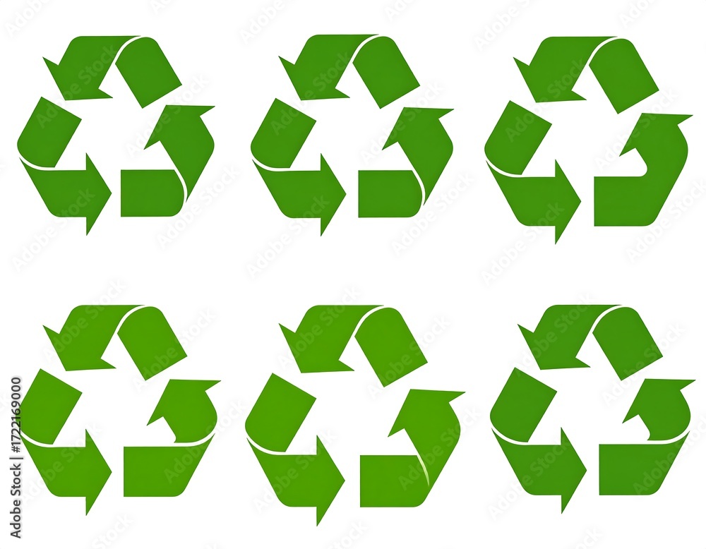 Obraz premium Six green recycle symbols