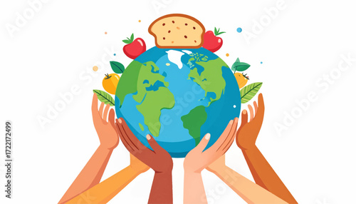 Global Food Security Diverse Hands Supporting a World of Nourishment for All