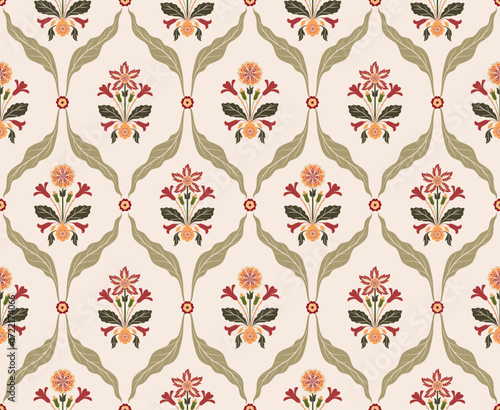 Vector Hand drawn colourful geometric flowers Motifs African boho paisley, seamless patterns with floral for fabric Ethnic Indian Pattern, textiles, clothing, wrapping paper, backdrop, banner.
